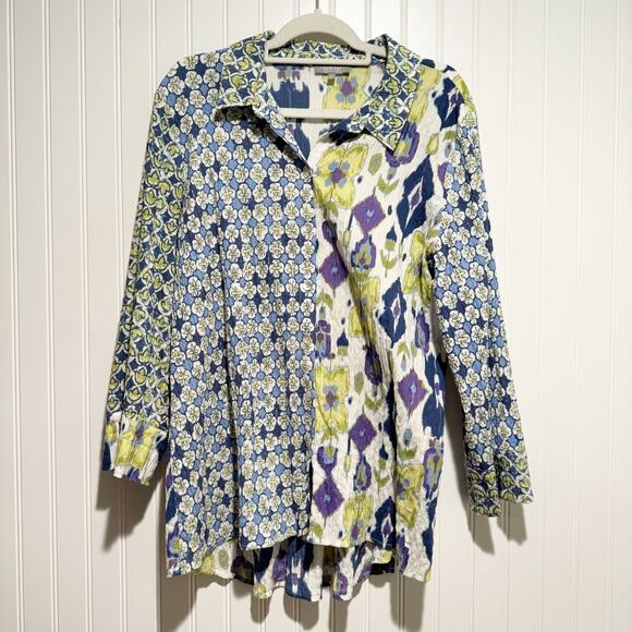 Habitat Floral Ikat Cotton Tunic Top Size Large - Picture 2 of 6